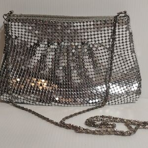 Another Y&S Silver Metallic Mesh Clutch With Hidden Shoulder Chain Strap